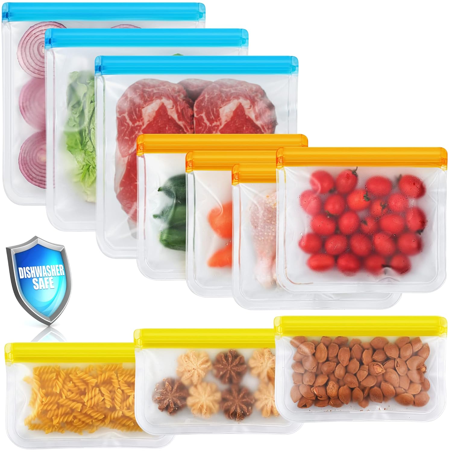 Food Snacks Images - 10 Pack Reusable Food Storage Bags,