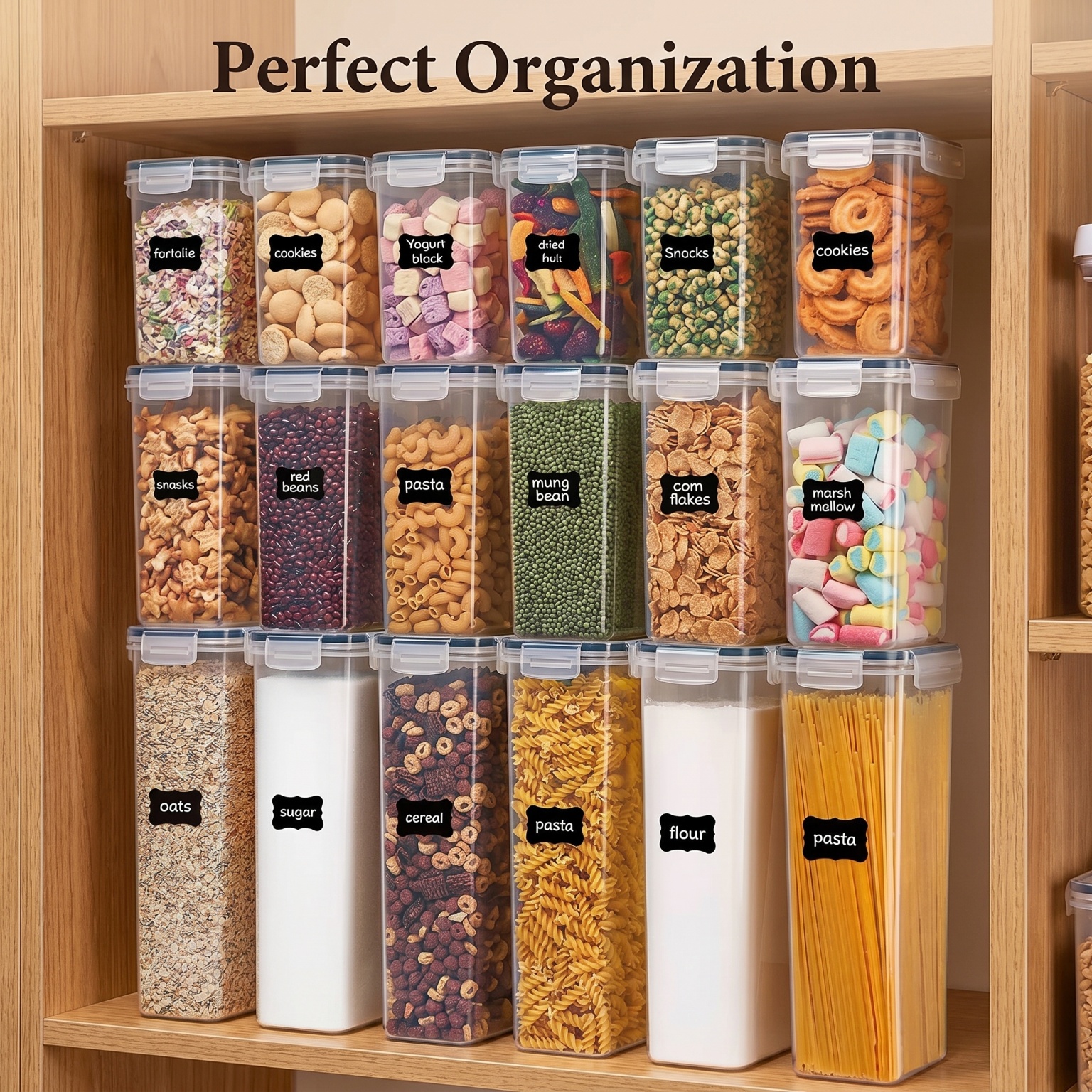Food Packed Snacks - 24 Pack Airtight Cereal Storage Containers