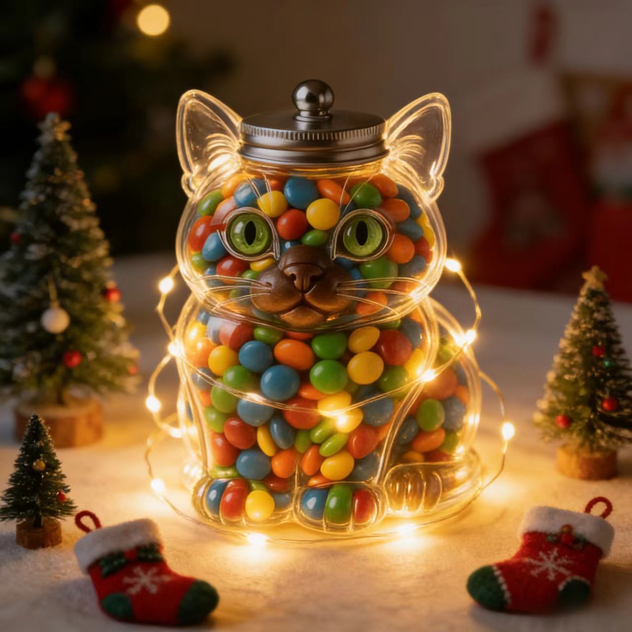 Cute Cat Shaped Glass Candy Ja - Food Snacks Candy reseña y precio