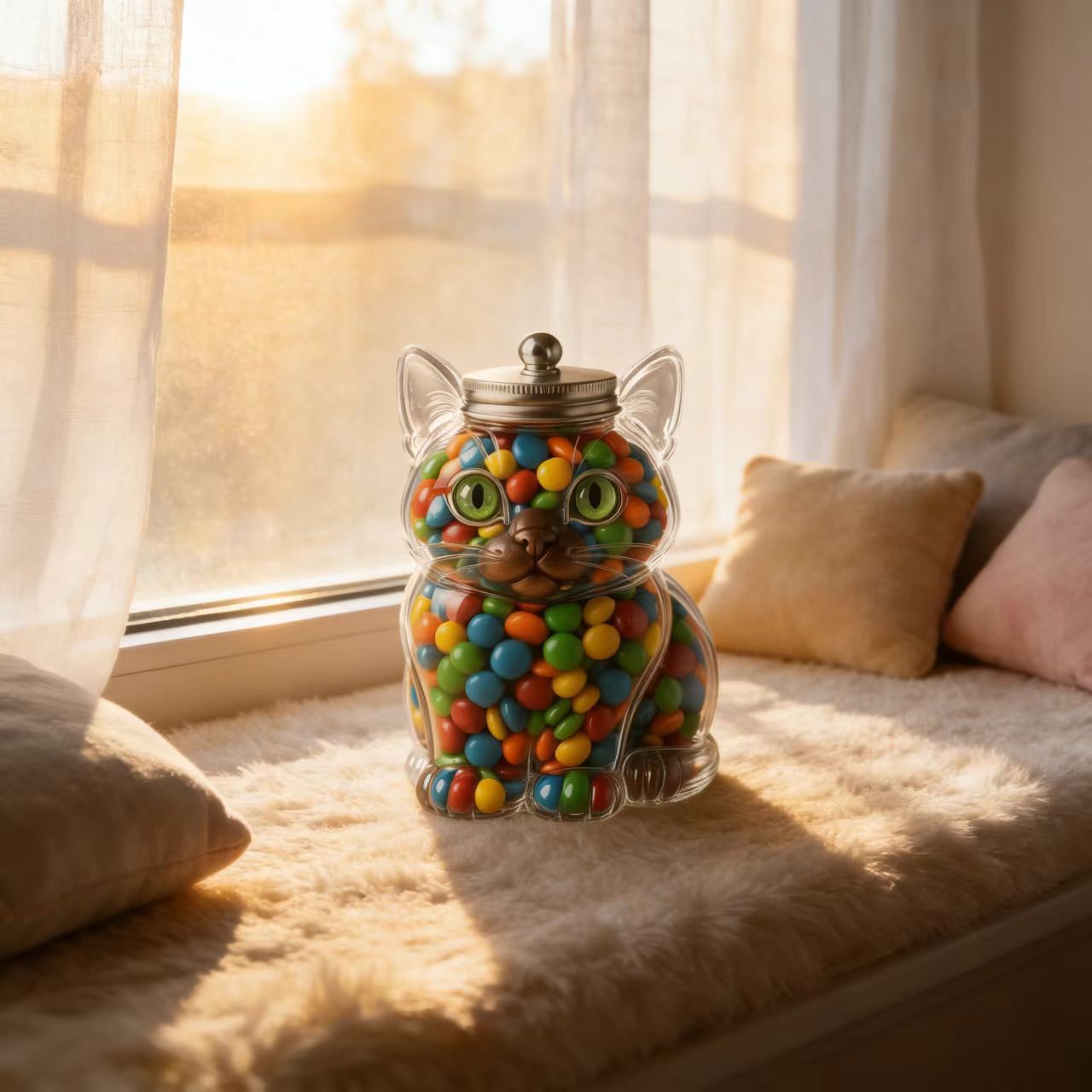 Cute Cat Shaped Glass Candy Ja - Food Snacks Candy reseña y precio