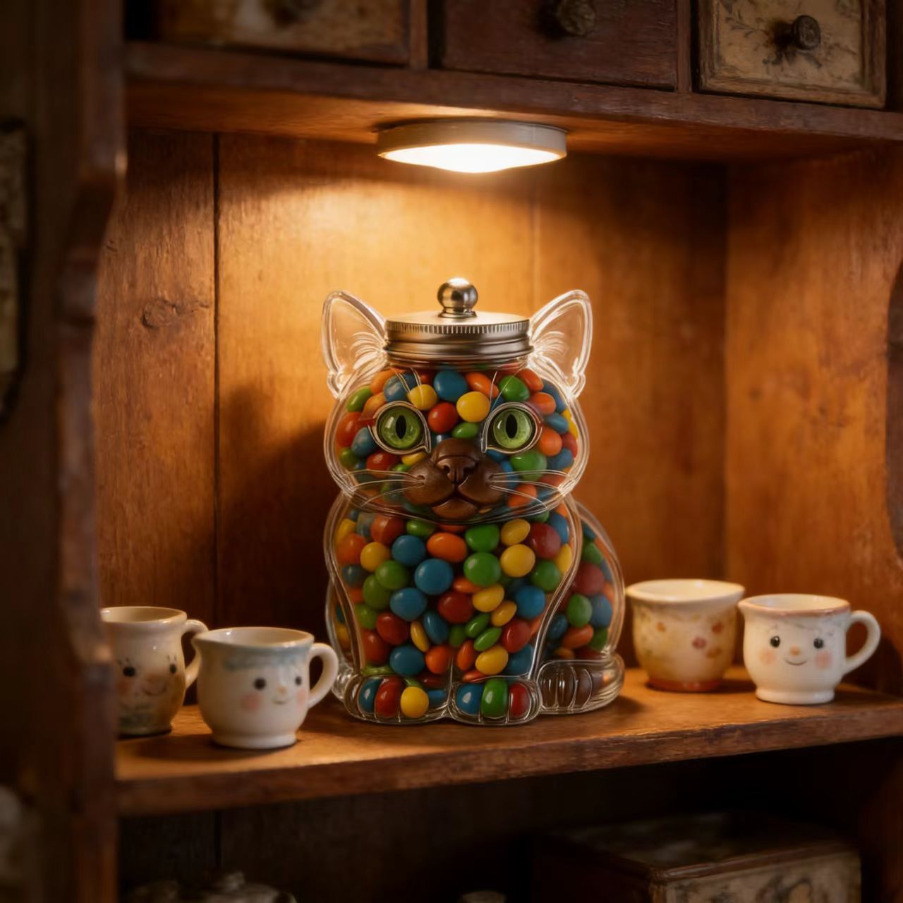 Cute Cat Shaped Glass Candy Ja - Food Snacks Candy reseña y precio