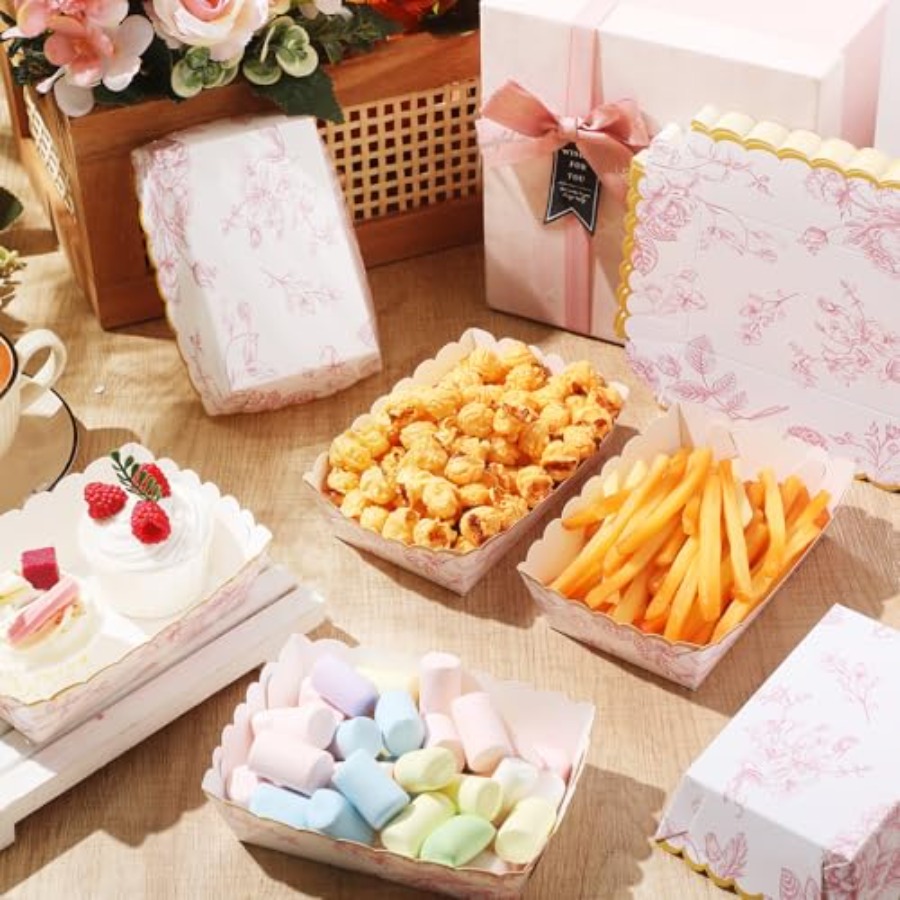 48 Pack Pink Floral Plates Pap - Food Packed Snacks reseña y precio
