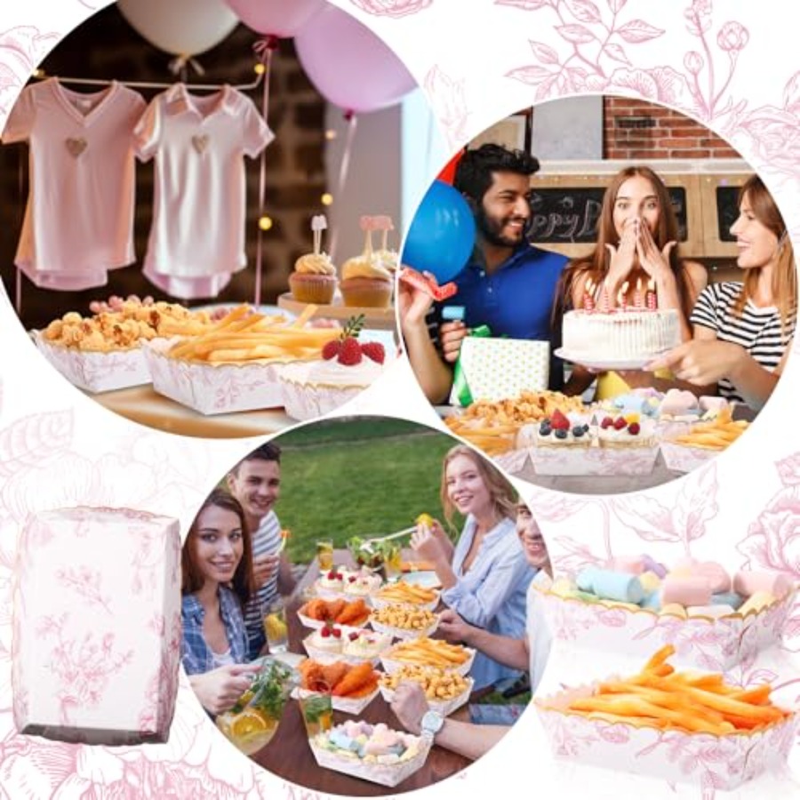 48 Pack Pink Floral Plates Pap - Food Packed Snacks reseña y precio