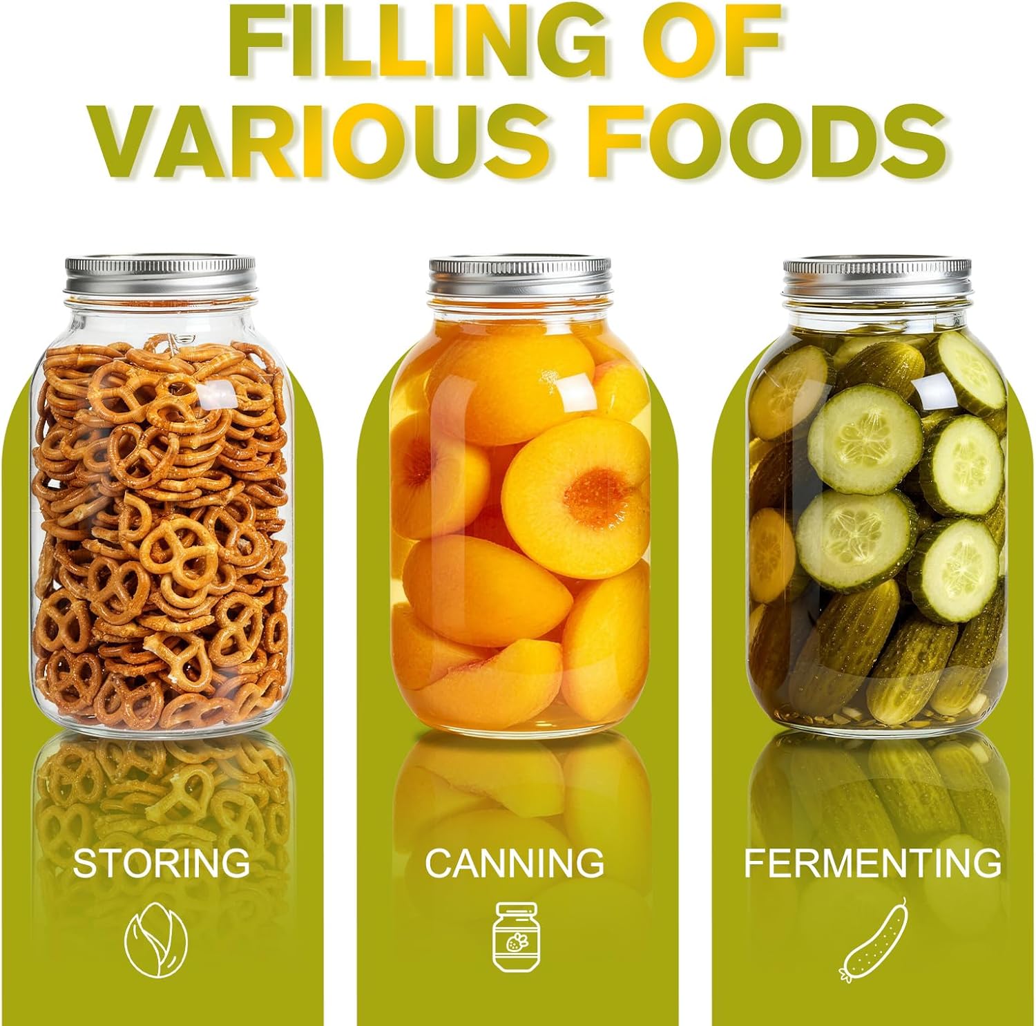 Glass Mason Jars, 3 Pack 16oz  - Food Packed Snacks reseña y precio