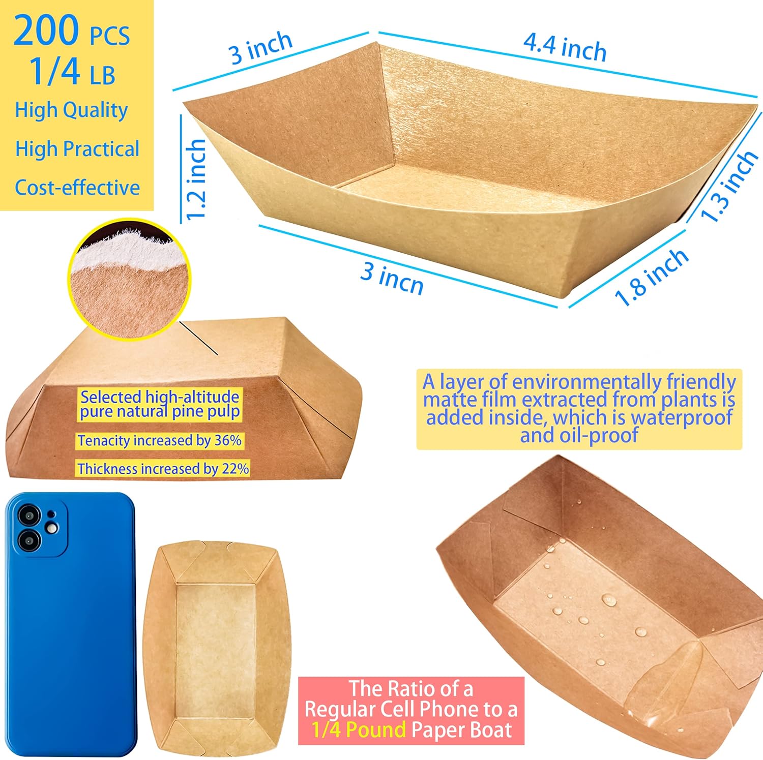 200 Pack Small Paper Food Tray - Food Snacks Images reseña y precio