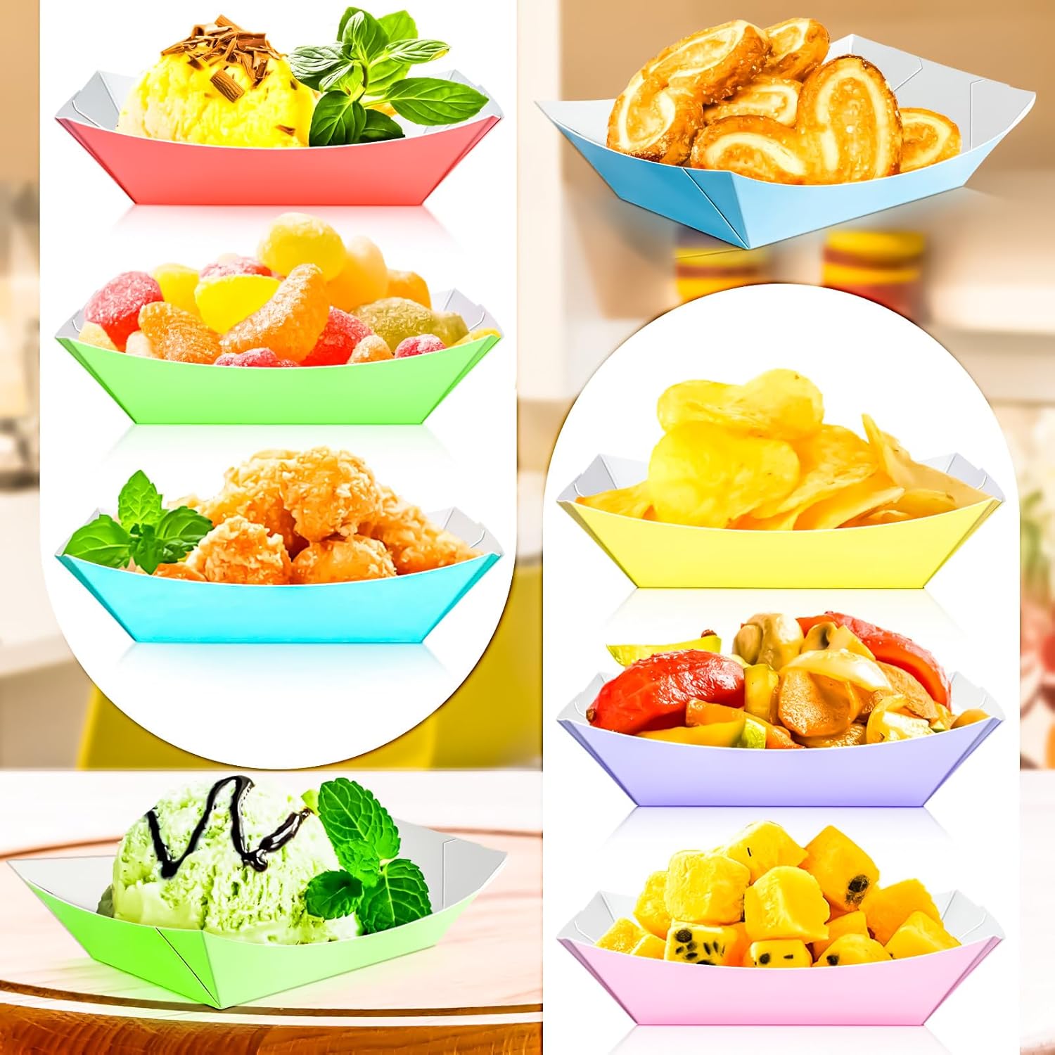 100 Pack Colorful 1/4Lb Paper  - Food Snacks Images reseña y precio