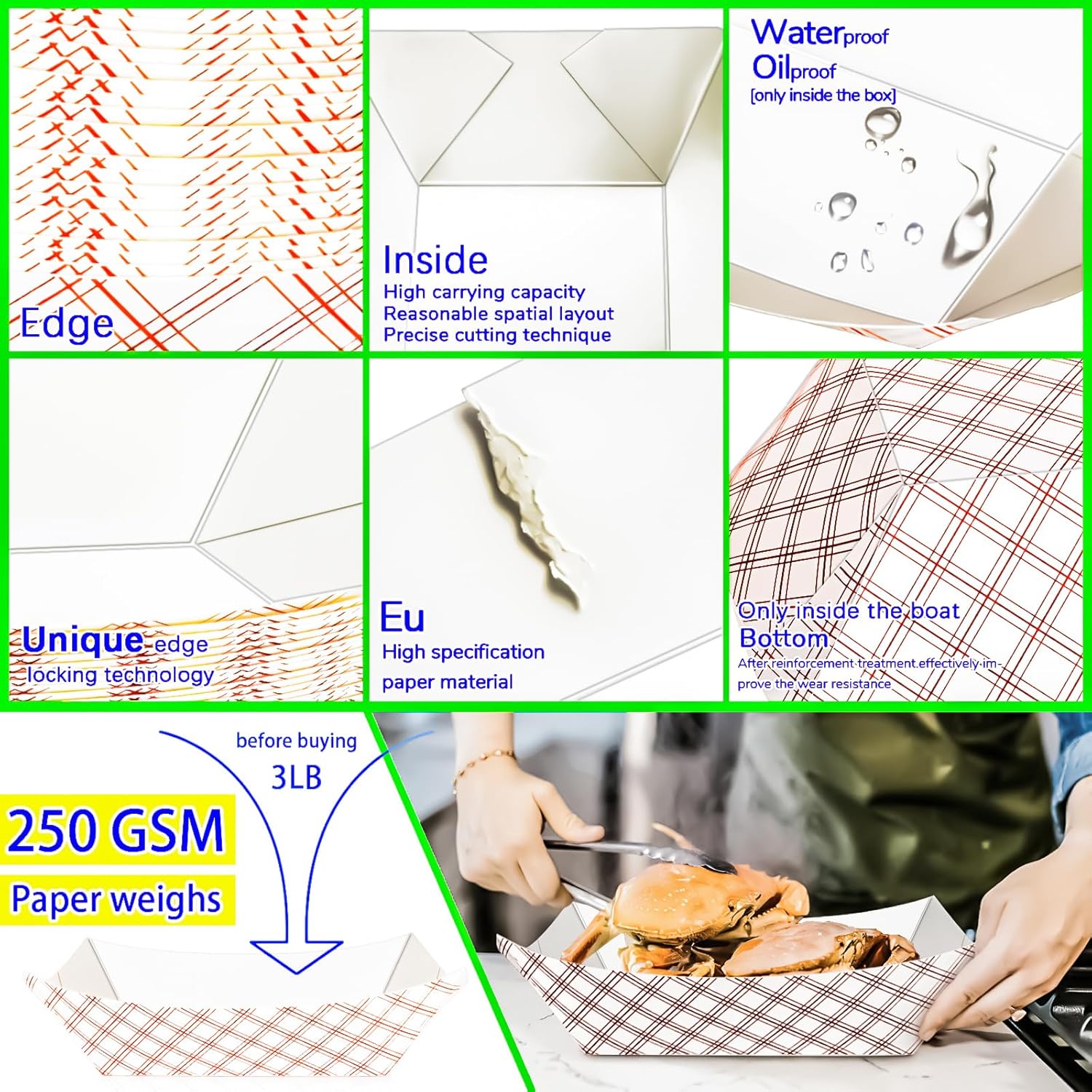 100 Pack Checkered Paper Food  - Food Packed Snacks reseña y precio