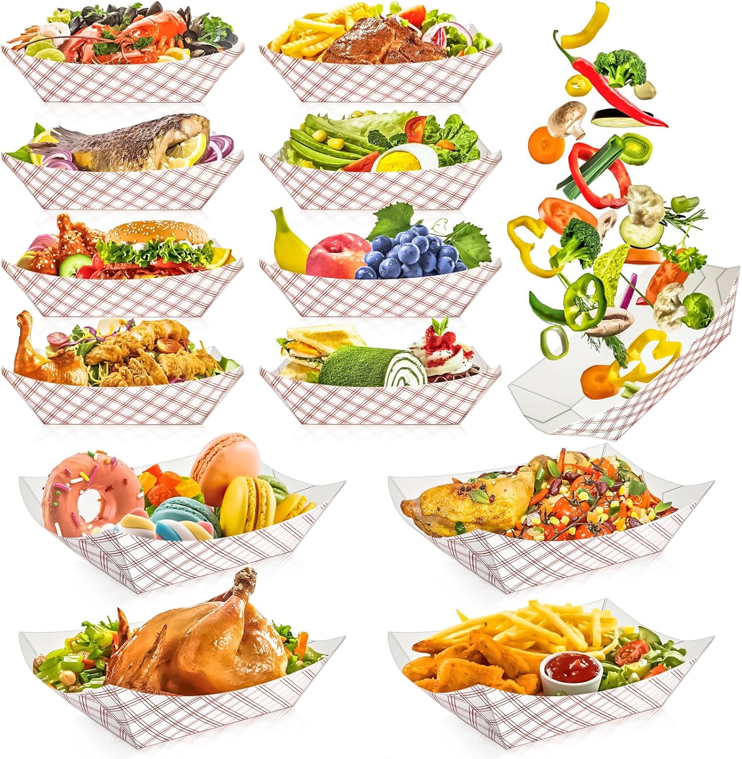 100 Pack Checkered Paper Food  - Food Packed Snacks reseña y precio