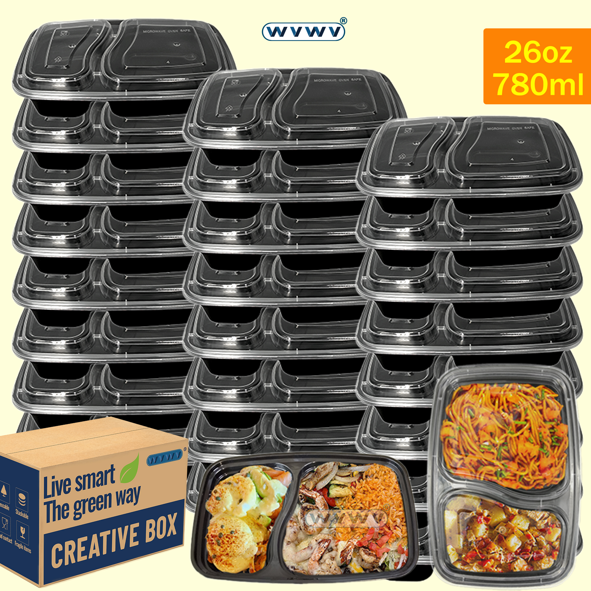 10/40 Pack 26 oz Two-Compartme - Food Packed Snacks reseña y precio