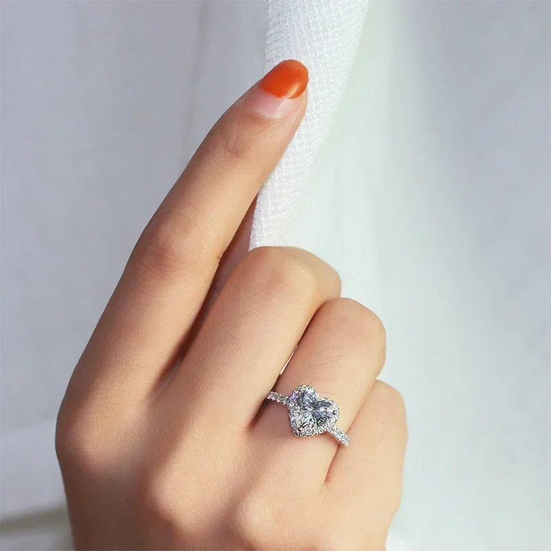 Luxury Silver Color Heart Ring - Korean Food Snacks reseña y precio