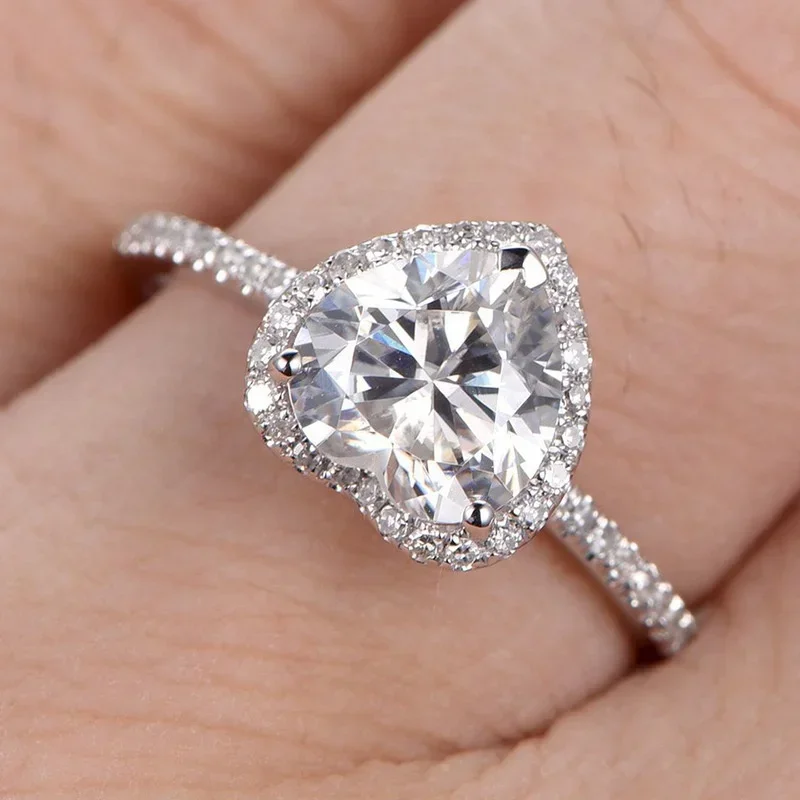 Luxury Silver Color Heart Ring - Korean Food Snacks reseña y precio
