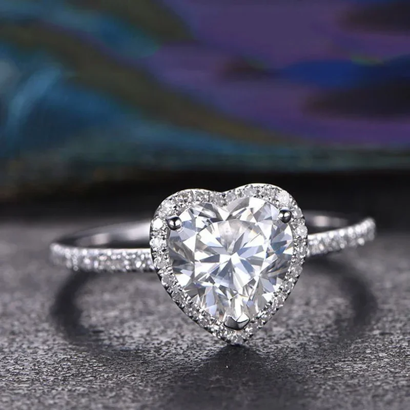 Luxury Silver Color Heart Ring - Korean Food Snacks reseña y precio