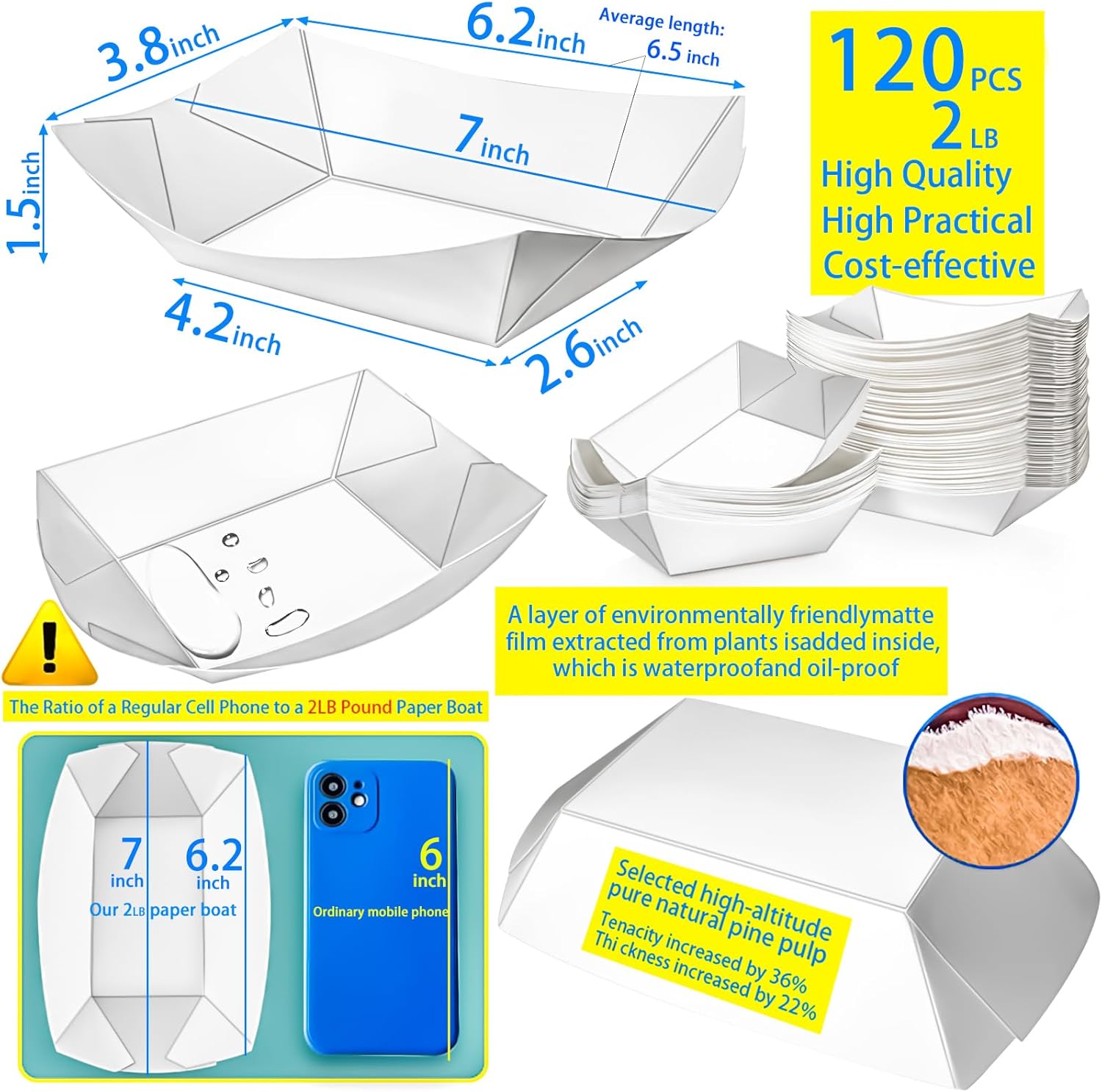 120 Pack 2lb Paper Food Boat T - Food Packed Snacks reseña y precio