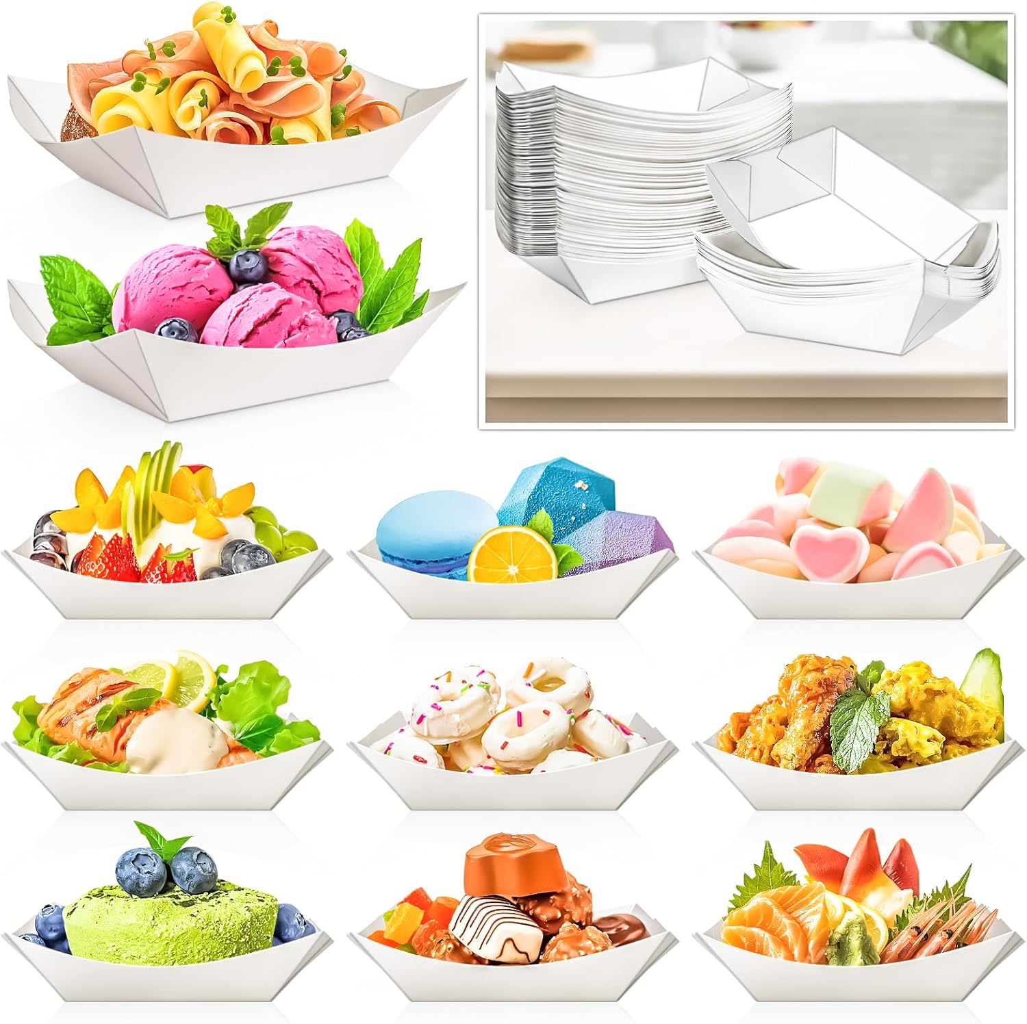120 Pack 2lb Paper Food Boat T - Food Packed Snacks reseña y precio