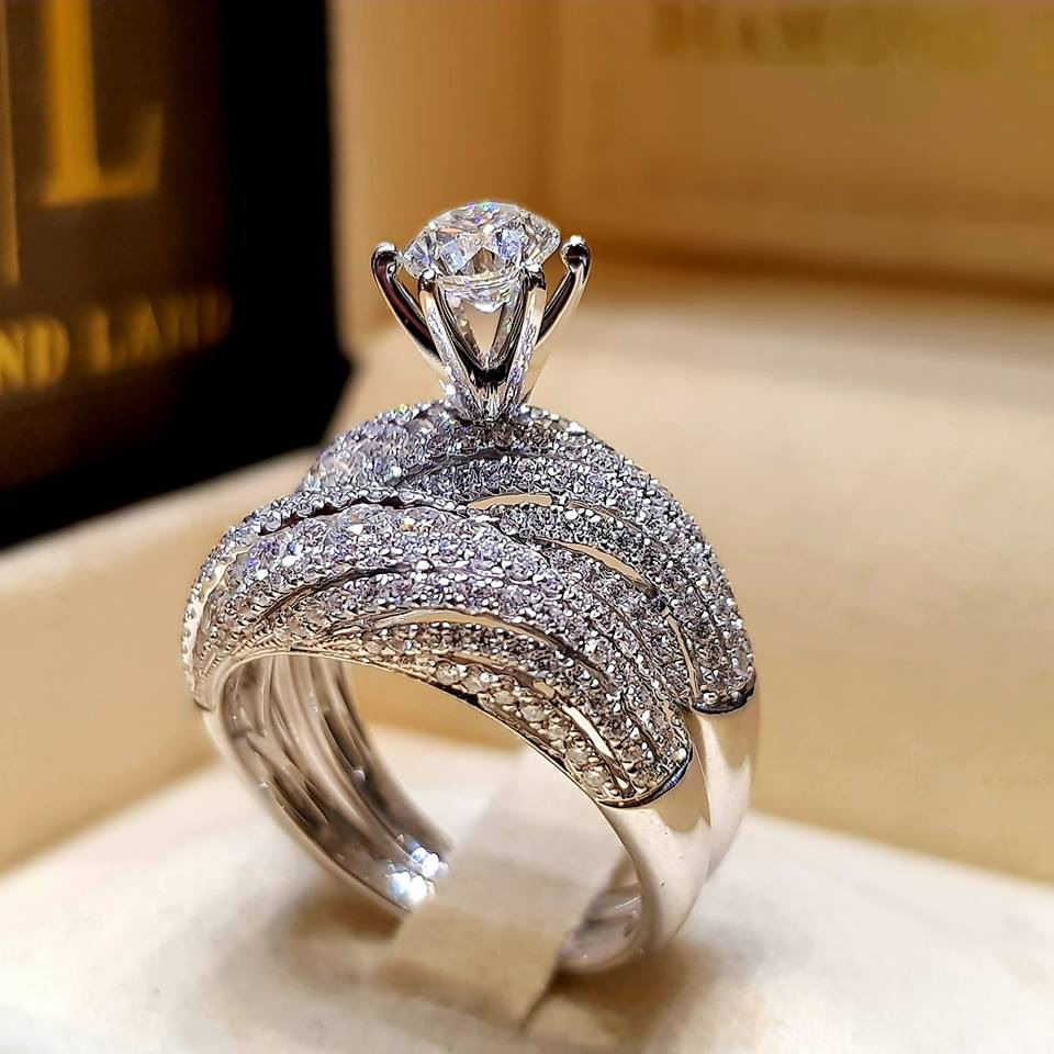 Silver Plated Double Ring Zirc - Korean Food Snacks reseña y precio