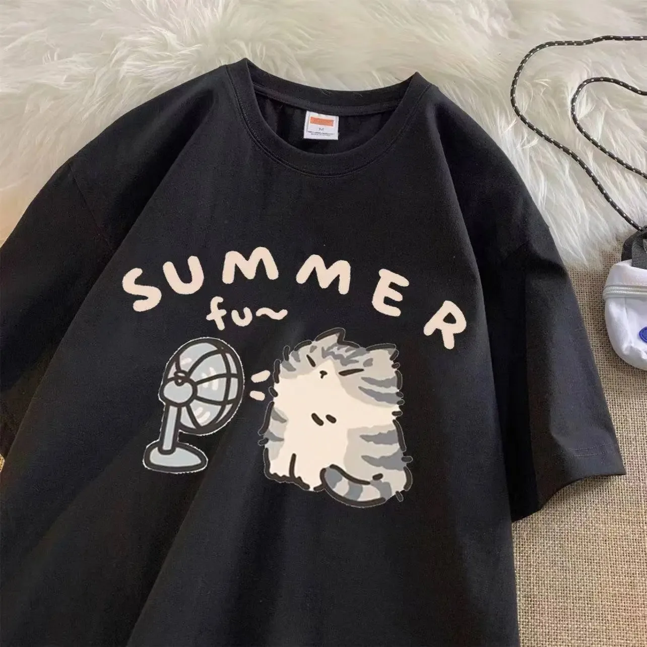Fan Cat and Women Pure T-shirt - Korean Food Snacks reseña y precio