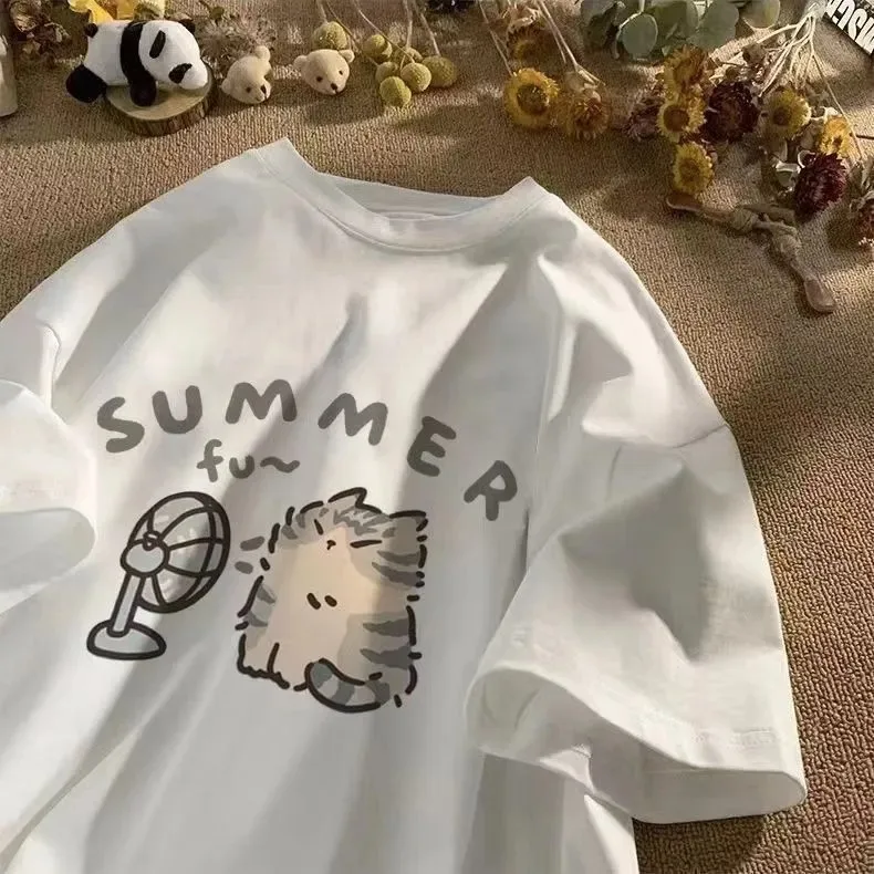 Fan Cat and Women Pure T-shirt - Korean Food Snacks reseña y precio